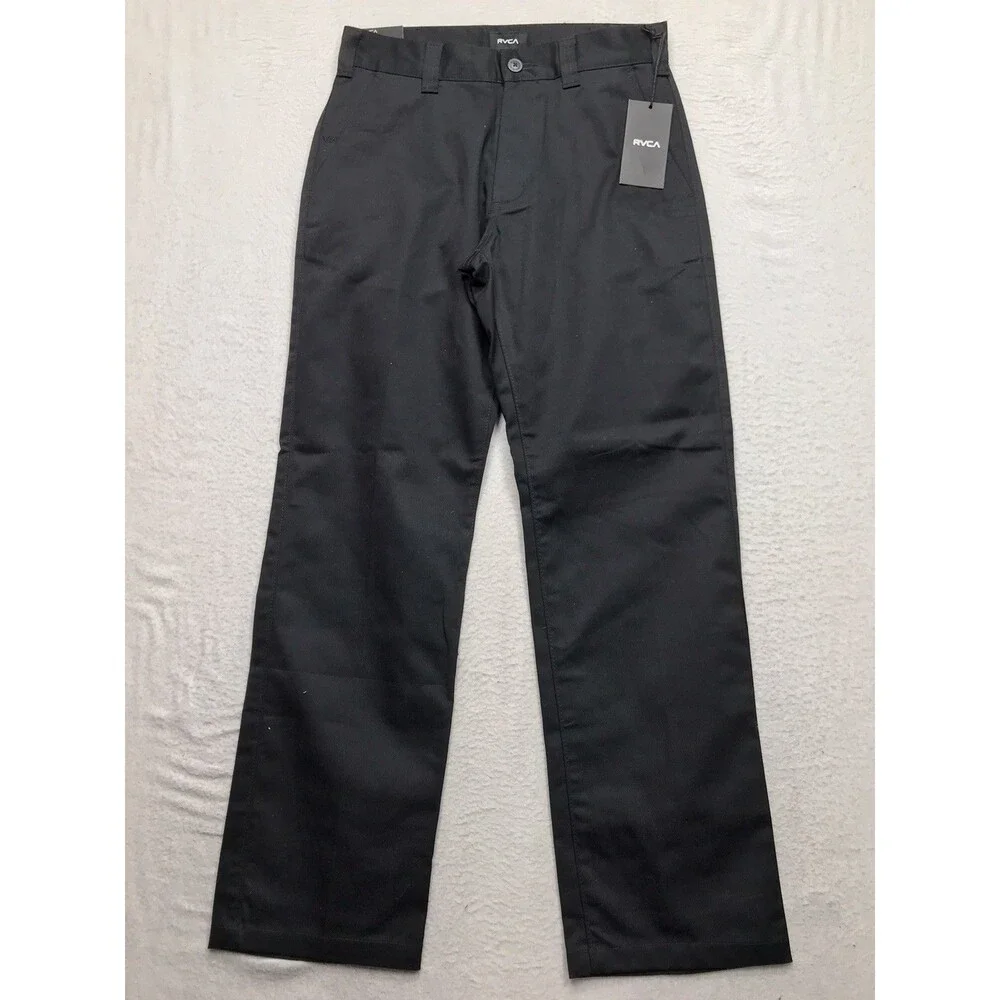 NWT RVCA Pants Men 30x30 Black The Big RVCA Chino M308QRBR Straight Regular